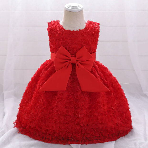 Large Ribbon Bow Front Ruffled Sheer Gown Wedding Dress Sleeveless