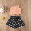 Baby Sleeveless Ribbon Crop Top & Dotted Shorts Outfit