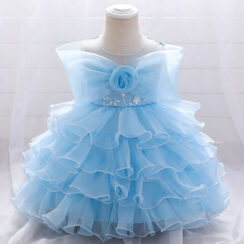 Baby Ribbon Bow Wedding Sheer Dress