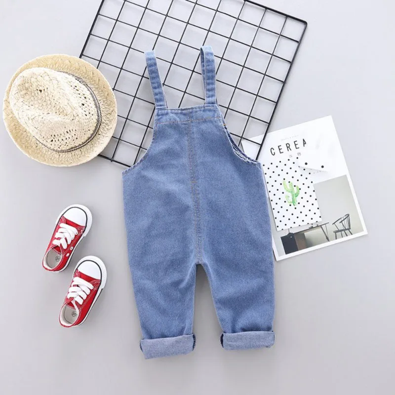 Ripped Denim Overalls with Pockets Long Sleeve - Image 2