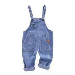 Ripped Denim Overalls with Pockets Long Sleeve