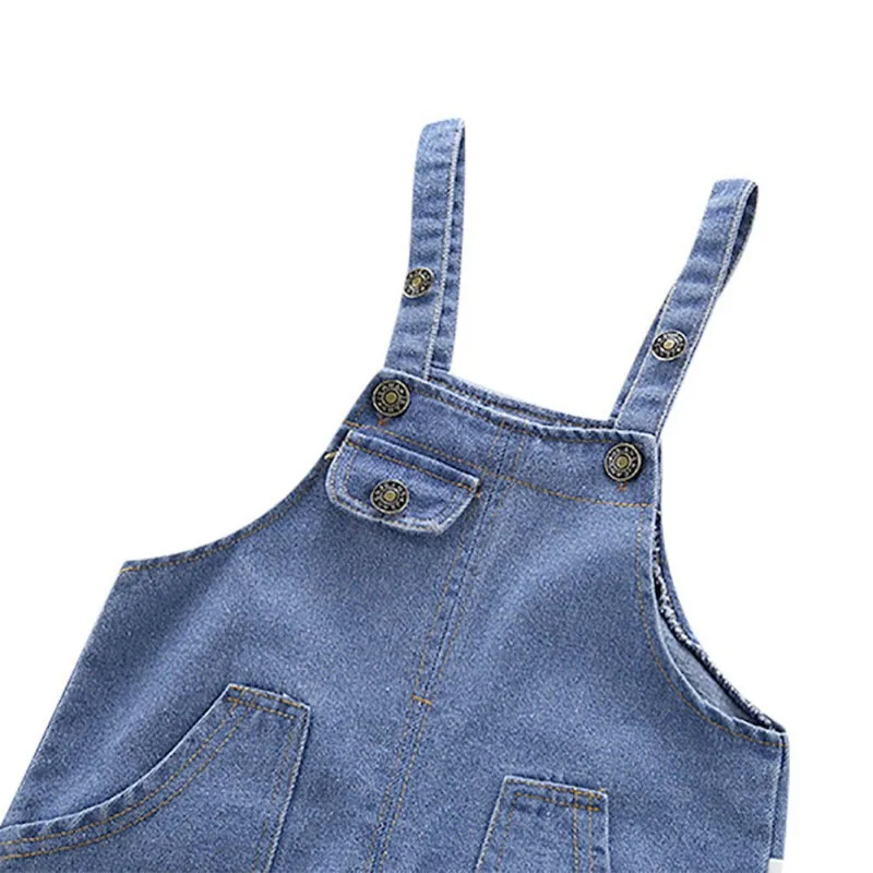 Ripped Denim Overalls with Pockets Long Sleeve - Image 3