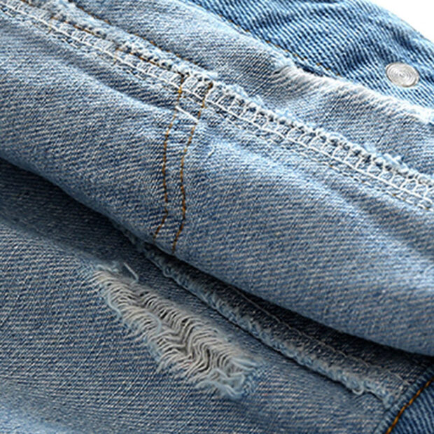 Rose Embroidery Ripped Denim Jacket Long Sleeve - Image 7