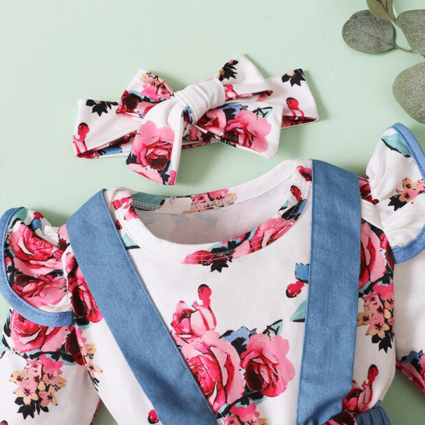 Baby Rose Onesie & Suspenders Skirt