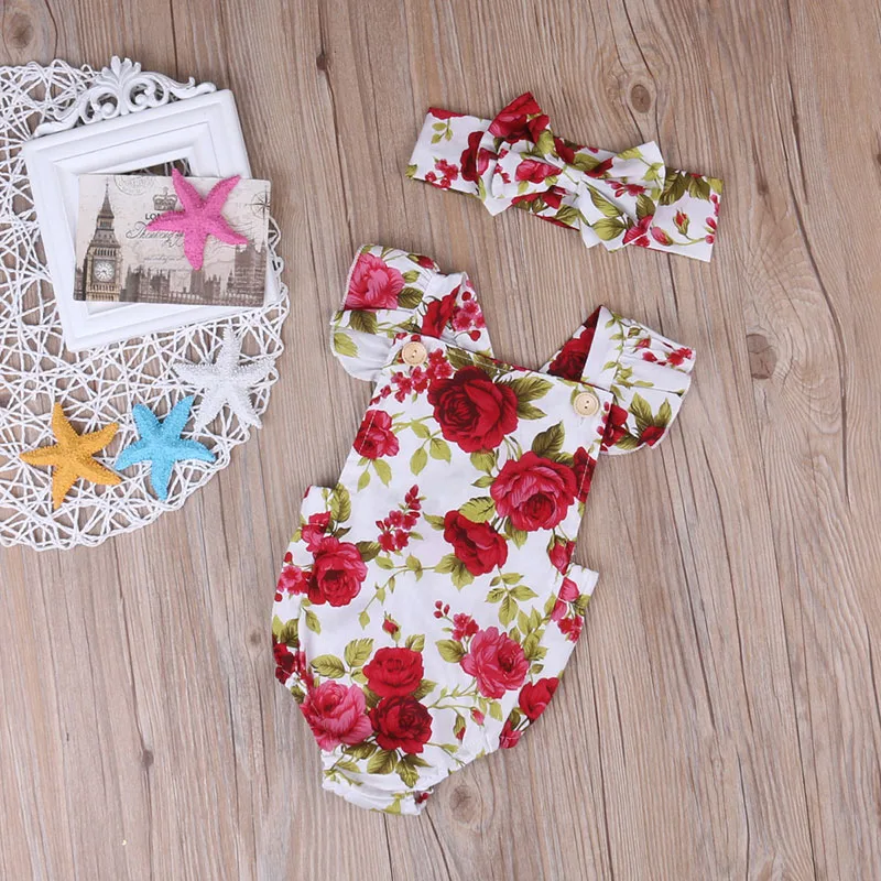 Floral Rose Button Strap On Bodysuit Ribbon Headband - Image 2