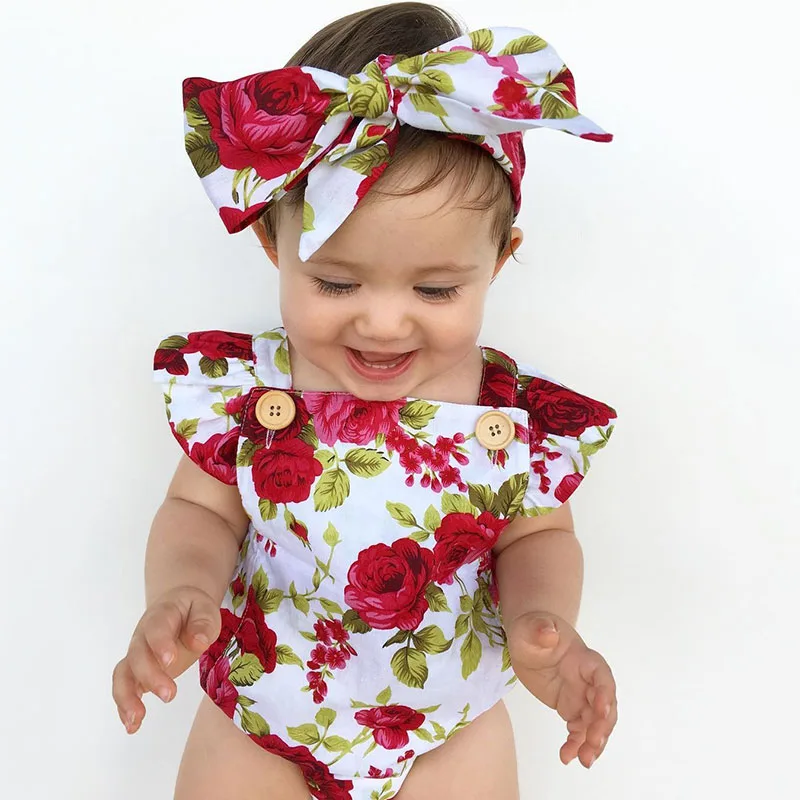 Floral Rose Button Strap On Bodysuit Ribbon Headband - Image 6