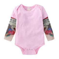 Baby Solid Color Onesie with Rose Tattoo