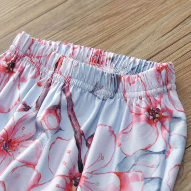 Baby Girls Ruffle Collar Shirt, Flower Pants, Ribbon Bow Headband 3 pcs - Image 5