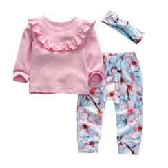 Baby Girl Flower Pants & Shirt Set