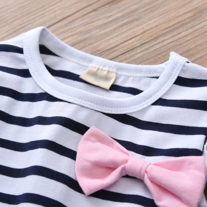 Baby Girls Stripe T-Shirt, Pants, Ribbon Headband 3 pcs - Image 4