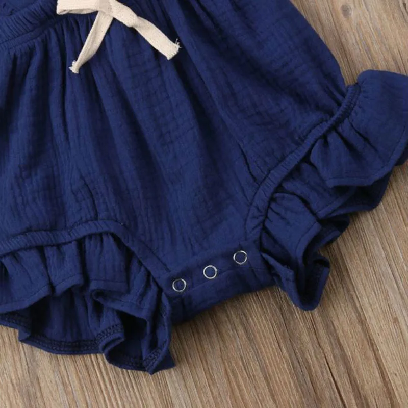Baby Girls Sleeveless Backless Ruffle Romper Ribbon Tie Knot Back - Image 4