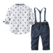 Baby Sailor Print Button Up Shirt & Suspenders