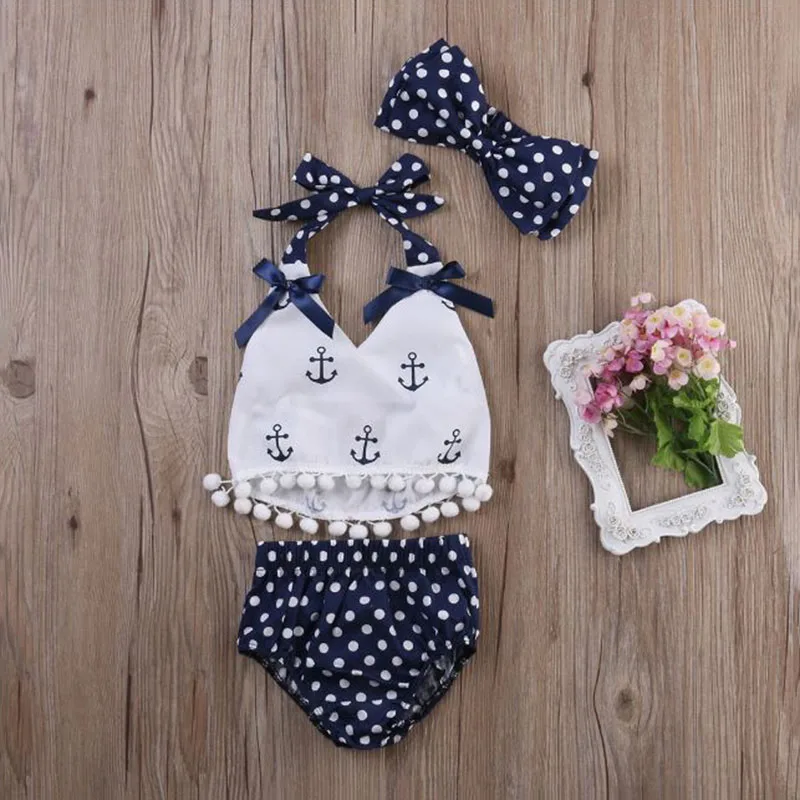 Sailor Print Tassel Tank Top & Large Polka Dot Ribbon Shorts - Image 2