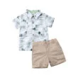 Short Sleeve Hawaiian Shirt & Khaki Elastic Shorts Outfit