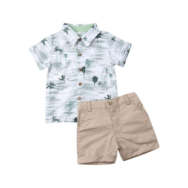 Baby Short Sleeve Hawaiian Shirt & Khaki Shorts