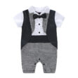 Gentlemen Black & White Checked One Piece Tuxedo Outfit with Bow Tie