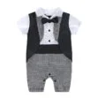 Gentlemen Black & White Checked One Piece Tuxedo Outfit with Bow Tie
