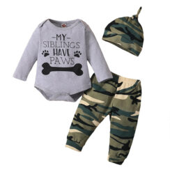 Baby Siblings have Paws Letter Print Outfit