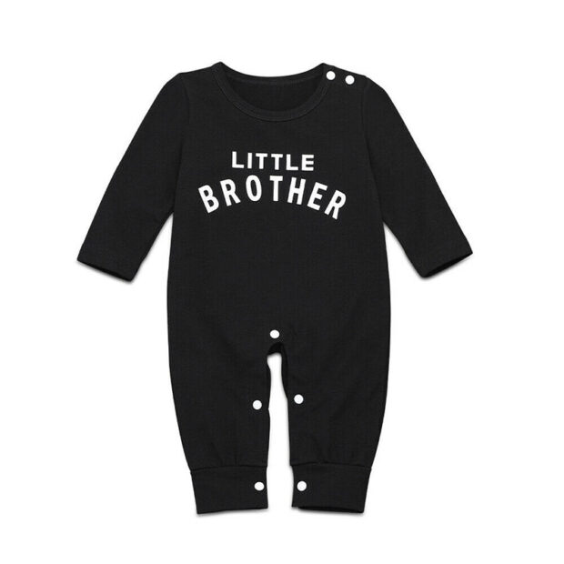Letter Print Little Brother Sleepwear Romper Long Sleeve - Image 4