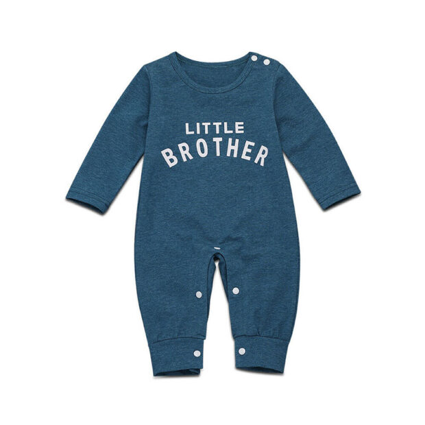 Letter Print Little Brother Sleepwear Romper Long Sleeve - Image 2