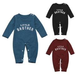 Letter Print Little Brother Sleepwear Romper Long Sleeve