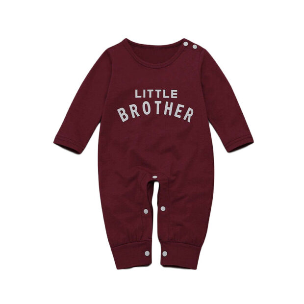 Letter Print Little Brother Sleepwear Romper Long Sleeve - Image 3