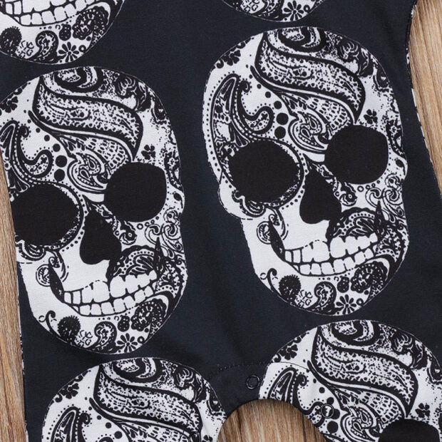 Skull Print Hoodie Romper Short Sleeve - Image 5