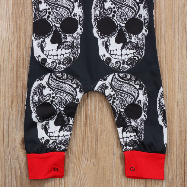 Baby Skull Print Hoodie Romper Short Sleeve