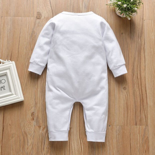 Baby Sleepwear Powered by Milk Letter Print Jumpsuit Long Sleeve - Image 2