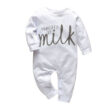 Baby Sleepwear Powered by Milk Letter Print Jumpsuit Long Sleeve