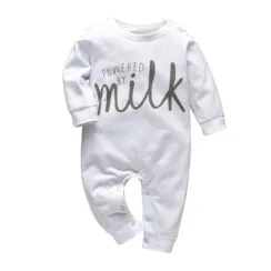 Baby Milk Letter Print Sleepwear Jumpsuit