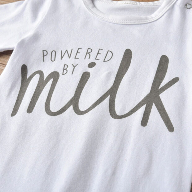 Baby Sleepwear Powered by Milk Letter Print Jumpsuit Long Sleeve - Image 4