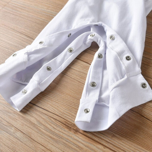 Baby Sleepwear Powered by Milk Letter Print Jumpsuit Long Sleeve - Image 5