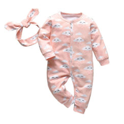 Baby Girl Sleep Clouds Print Jumpsuit