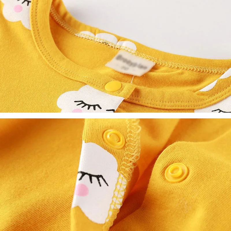 Long Sleeves Sleepy Clouds Print Jumpsuit with Headband - Image 2