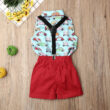 Baby Sleeveless Automobile Print Shirt & Braces Outfit