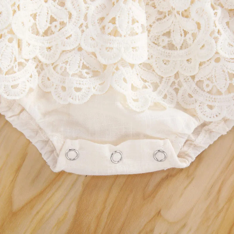 Sleeveless Open Back Crocheted Flower Pattern Romper - Image 5