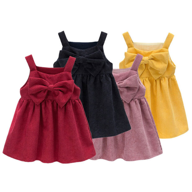 Baby Sleeveless Corduroy Ribbon Dress