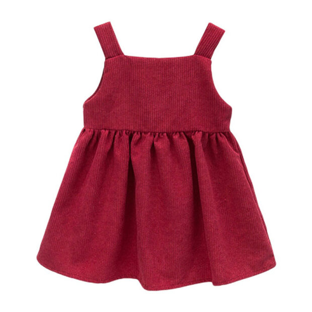 Sleeveless Corduroy Ribbon Dress - Image 2