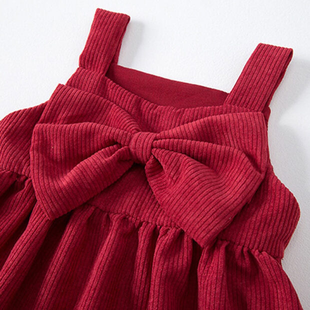 Sleeveless Corduroy Ribbon Dress - Image 3