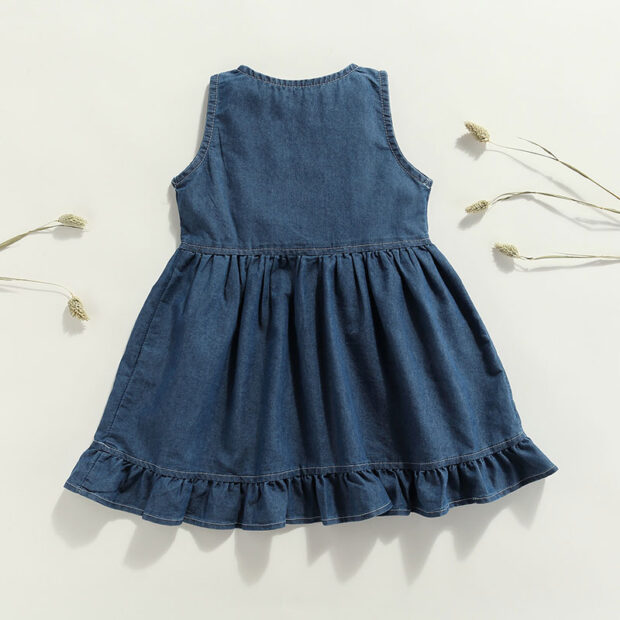 Sleeveless Denim Ruffle Dress for Summer - Image 2