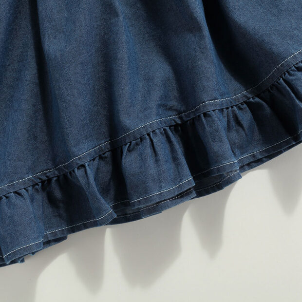 Sleeveless Denim Ruffle Dress for Summer - Image 5