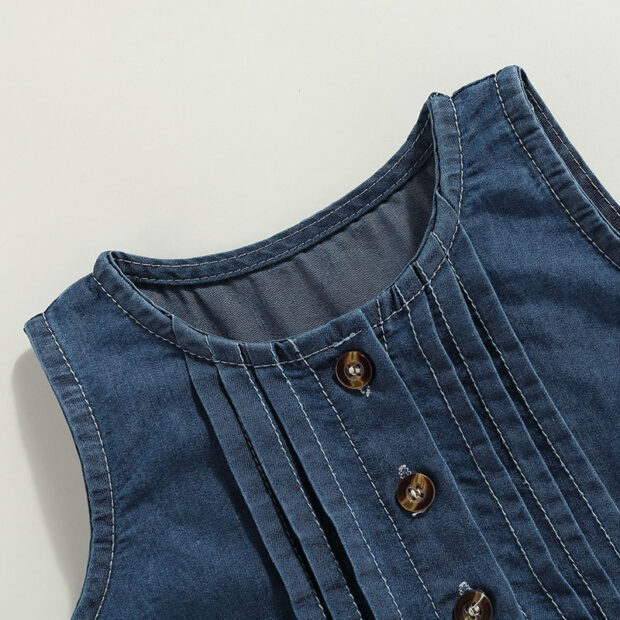 Sleeveless Denim Ruffle Dress for Summer - Image 3