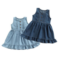 Sleeveless Denim Ruffle Dress for Summer