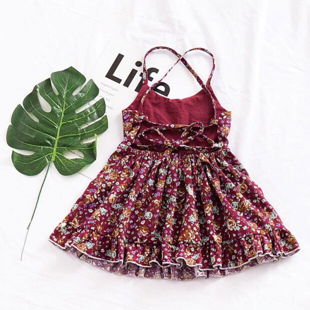 Sleeveless Open Back Flower Pattern Dress Summer - Image 2