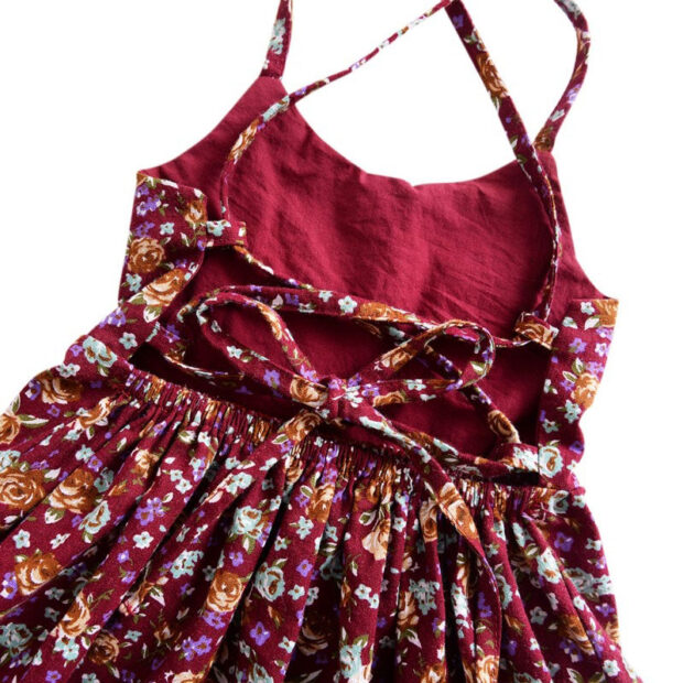 Sleeveless Open Back Flower Pattern Dress Summer - Image 4