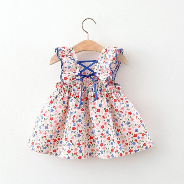 Sleeveless Open Back Flower Pattern Dress - Image 2