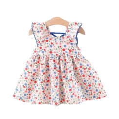 Baby Open Back Flower Pattern Dress Sleeveless
