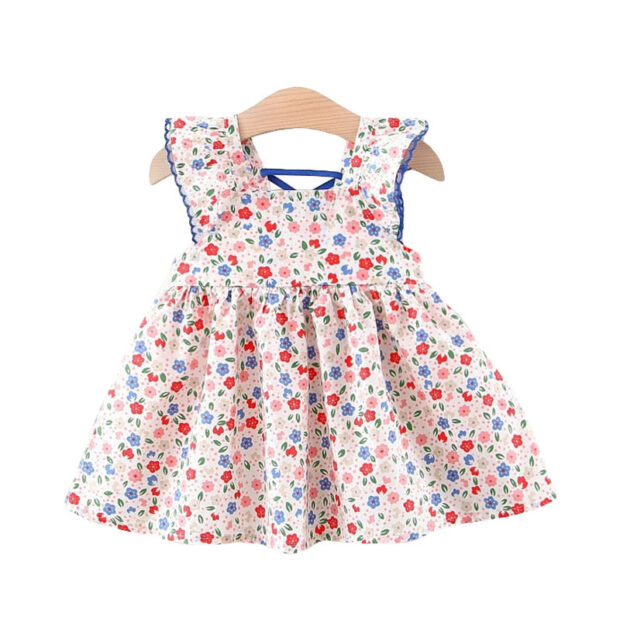 Sleeveless Open Back Flower Pattern Dress