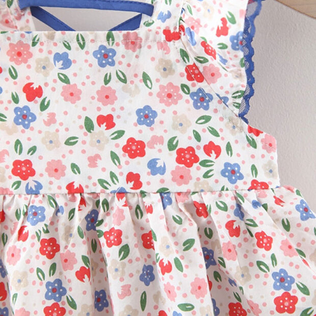 Sleeveless Open Back Flower Pattern Dress - Image 3